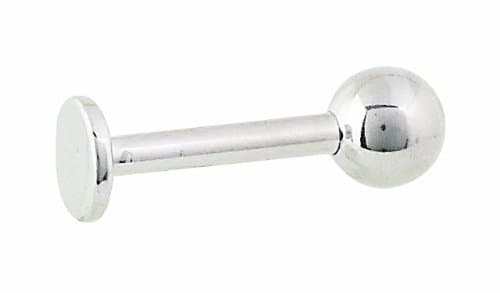 Body Gems 14k Solid White Gold Labret - Solid 3/16" Gold Ball - 14 Gauge 7/16" - Internally Threaded