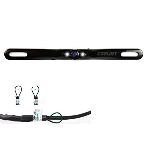 2 LEDs Backup Camera, Switchable Car Camera COOLINT 105L2 Easy to Install OEM Replace Solid License Plate Multifunction Auto Parking Car Rear View Backup Camera - Black