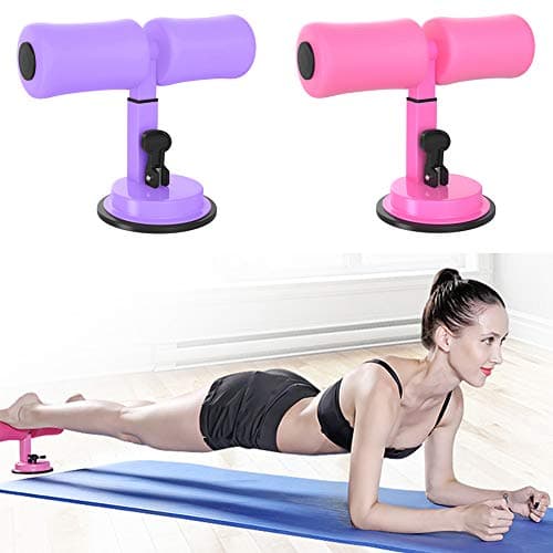 Sit-Up Exercise Bar, Multi-function Adjustable Sit-up Assistant Device Thick Soft Foam Family Gym Fitness Equipment with Sucker for Waist Abdominal Muscle Exercise and Strength (Purple)