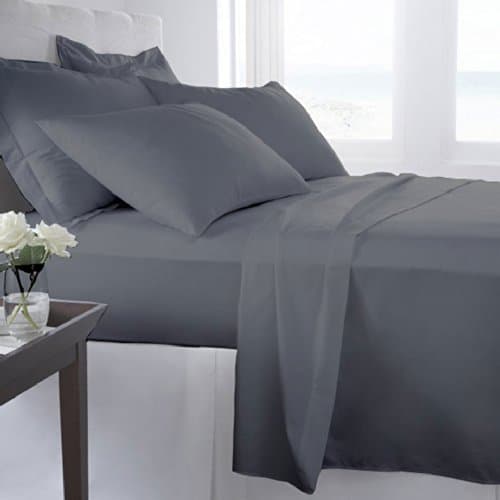 #1 Bed Sheet Set on Amazon! 1800 Thread Count Luxury Hotel Quality Bed Sheets Super Silky Soft Brushed Micro Fiber Wrinkle Free, Fade, Stain Resistant - Hypoallergenic - Deep Pockets Platinum Quality 4 Piece Sheet Sets. Top Quality Luxury Fitted &amp; Flat Sheets, Pillowcases Available in Many Colors and Sizes. (Grey, King)