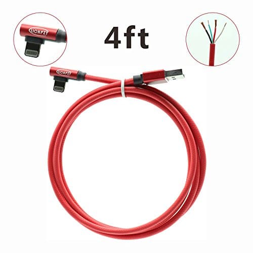 LICHPZY Lightning Cable 90 Degree Right Angle usb iphone Cable 5V/2.4A Fast iphone Charger 4Ft iphone Charging Cable Data Wire Transmission for iphone X iphone 8 iphone 7 ipad iPod IOS11 (Red)