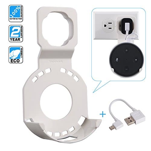 Wall Mount Stand Holder with Short Cable for Echo Dot 2nd Generation Speaker in Bathrooms Kitchens By TANAAB - White