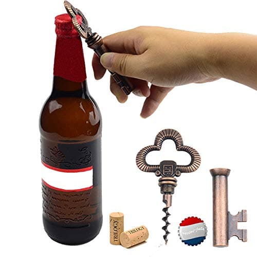 Makhry Multi-Function Vintage Skeleton Key Wine Bottle Opener Waiters Corkscrew for Guest Gift Souvenir (Antique Copper)