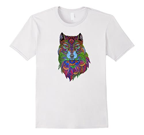 Mens Psychedelic Wolf Medium White