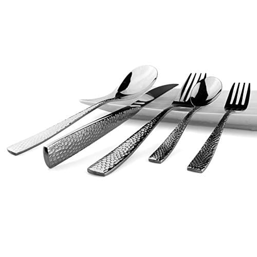 Hoki Found Premium Flatware Set - Flatware Vintage - Flatware Hammered - Heavy Duty Flatware Set - Silverware Set, 5pcs