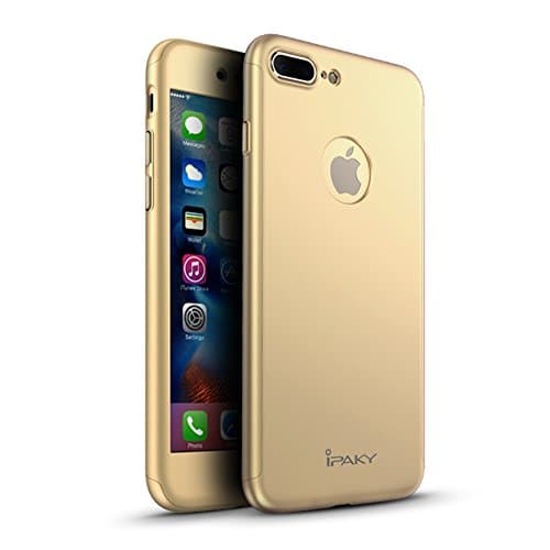 iPhone 7 Plus Case,Ezeagbor &amp;ipaky 360 ° Full-around Protection Cover [ Perfect Fit ] Ultra-Thin Front and Back Cases + [ Free gift ] Tempered Glass Screen Protector (Gold for iPhone 7 Plus)