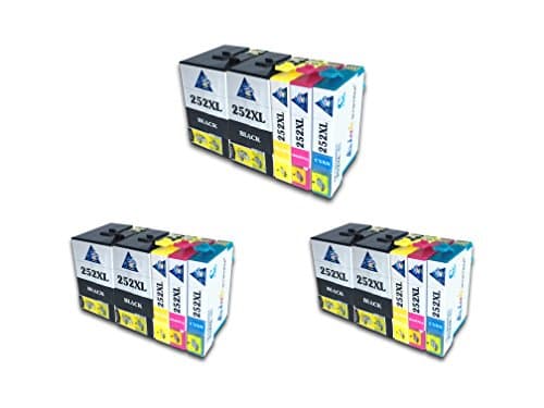 INKSYSTEM 3 Set+3 Black Replacement for Epson 252 Ink Cartridges &amp; 252XL, High Yield 15 Pack (6 Black 3 Cyan 3 Magenta 3 Yellow) Compatible With Epson WF 3640 WF 3630 WF 3620 WF 7610 WF 7620 WF 7110