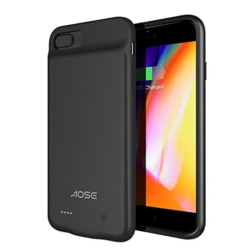 Aose Battery Case for iPhone 7 Plus / 8 Plus,Portable Charger Case Rechargeable Extended Battery Pack Protective Backup Charging Case Slim for Apple iPhone 7 Plus / 8 Plus (5.5 inch) (Black)