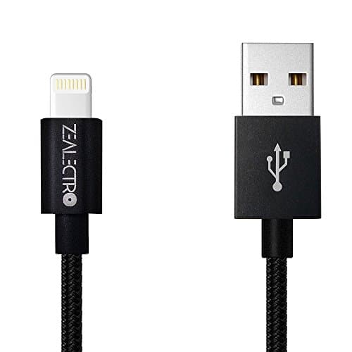 [Apple Mfi Certified] Zealectro® High Speed Data Sync USB Cable 3.3ft Lightning Connector 1m Nylon Braided 2016 New Version Support IOS 9 [Safe &amp; Fast Charging][anti-twisting][black]