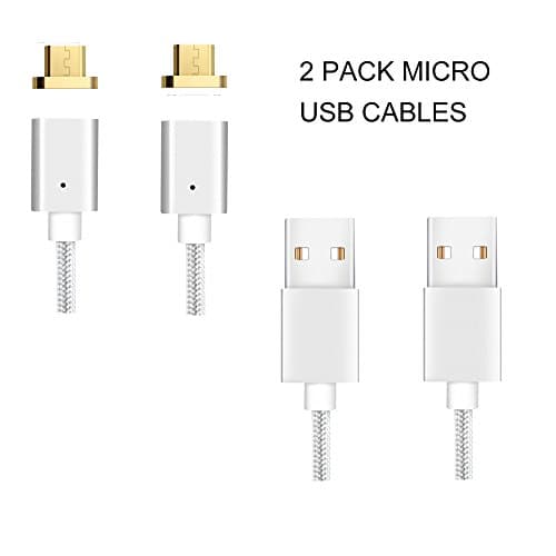 Magnetic USB Cable for Micro USB Charging and Data Sync 3.3ft Cable for Android Gen5 (2 Pack Silver)