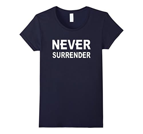 Womens NEVER SURRENDER TSHIRT Medium Navy