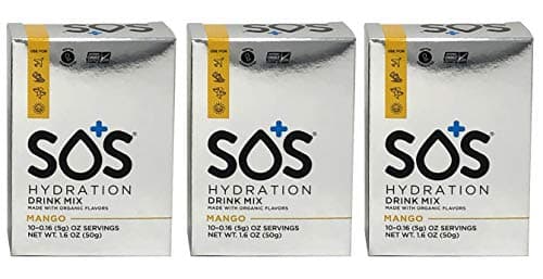 SOS Hydration Mango Electrolyte Replacement Single Packets 10 Count (Pack of 3)