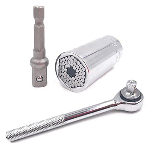 CONBEE Universal Socket Wrench Set,7mm-19mm Magic Grip Socket Spanner Grip Wrench Universal Socket With Power Drill Adapter Universal Repair Tools