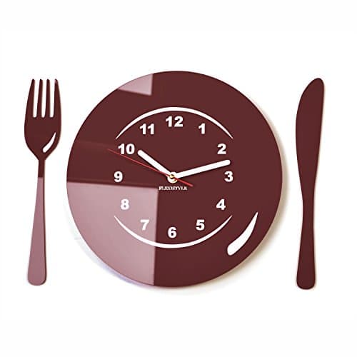 FLEXISTYLE Modern kitchen wall clock TABLEWARE (dark brown (wenge))
