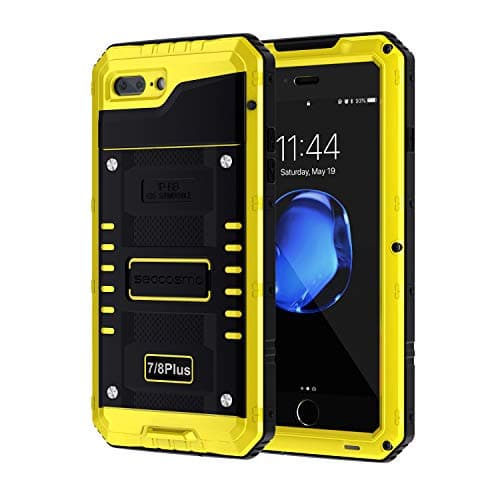 Seacosmo iPhone 7 Plus Waterproof Case, Full Body Protective Shell with Built-in Screen Protector Military Grade Rugged Heavy Duty Case Cover for iPhone 8 Plus/iPhone 7 Plus, Yellow
