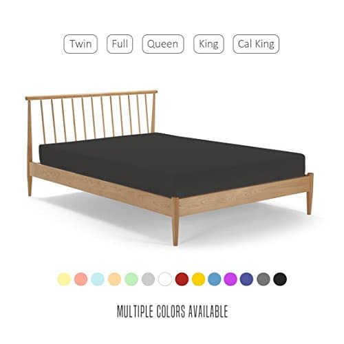 Luxe Bedding 100% Cotton Solid Color Deep Pocket Fitted Sheet - Hotel Quality - Wrinkle, Fade, Stain and Abrasion Resistant (Cal King, Black)