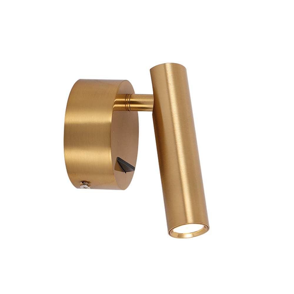 Nodic Wall lamp LED with Switch Rotatable Creative Bedroom Bedside Reading lamp European Style Lights Hotel Guest Room Aluminium Wall Sconce,Gold