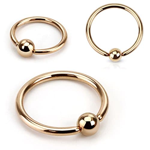 18G Basic Rose Gold Plated Captive Bead Ring. Various sizes! (Sold Individually) (L: 5/16")
