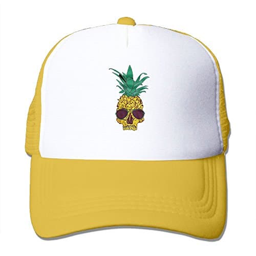 Pineapple Fruit Skull Head Adjustable Snapback Mesh Cap Trucker Hat For Man &amp; Woman