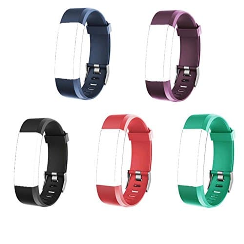 ToThere ID115Plus HR Replacement Bands - Adjustable Replacement Straps/Replacement Bands for ID115 Plus HR Fitness Tracker Slim Smart Wristbands（Blue+Purple+Black+Red+Green）