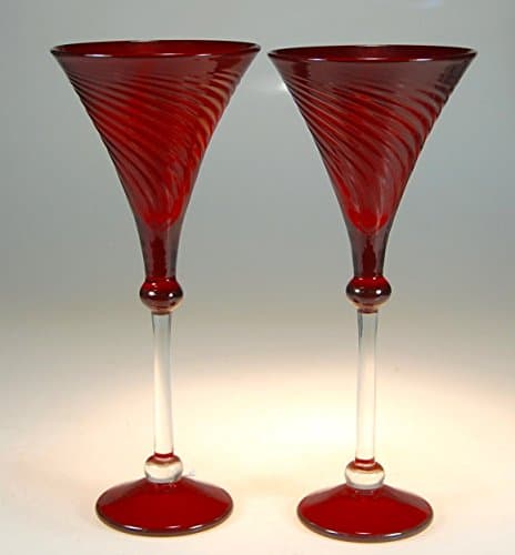 StriniArtGlass Drinkware Champagne Ruby Pair only
