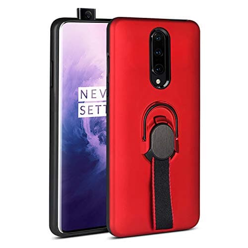 Setber OnePlus 7 Pro Case, Slim Fit Dual Layer Heavy Duty Protection Case with Kickstand and Finger Strap for OnePlus 7 Pro -Red