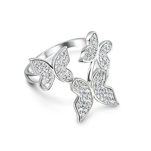 Sterling Silver CZ Butterfly Statement Ring