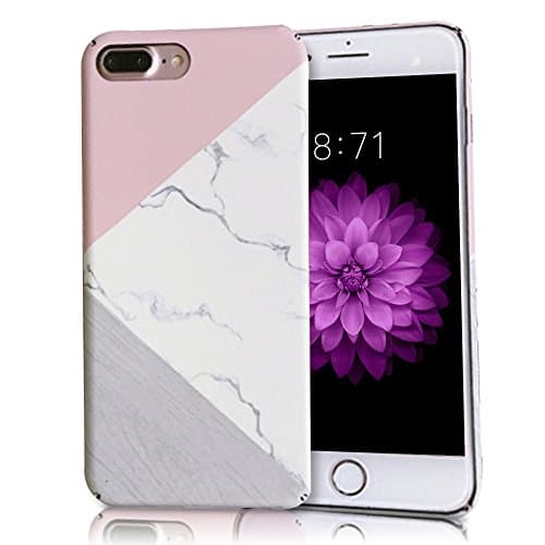 iPhone 8 plus Case, iPhone 7 plus Case, Ultra Thin Marble Grain Pink Geometric Anti-Scratch &amp;Fingerprint Shock Proof Non Slip Matte Back Hard Protective Cover (for iPhone 7plus/8plus)