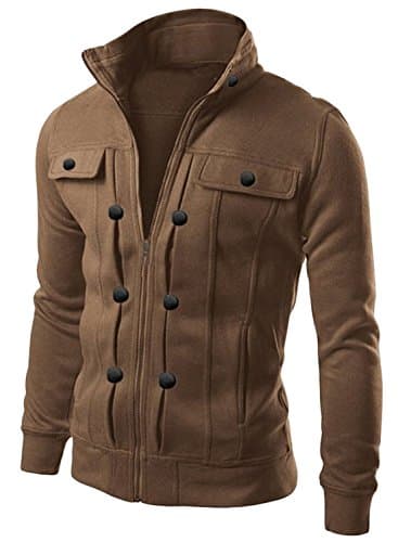 Rsuma Essential Solid Moto Jacket for Man, Coffee XL