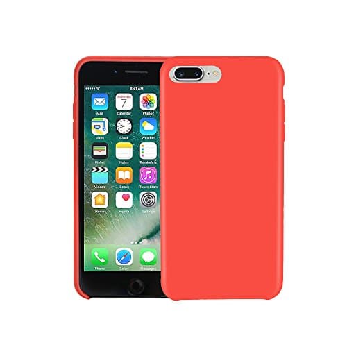 iPhone 8 Plus Silicone Case,iPhone 7 Plus Red Case,Silicone Gel Rubber Case with Soft Microfiber Cloth Lining Cushion Protective Case for iPhone 8 Plus,iPhone 7 Plus (red)