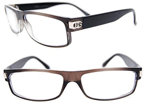 RX Rectangular Magnification Reading Strength Eye Glasses +1.00 +1.50 +2.00 +2.50 (Transparent Black, 2 x)