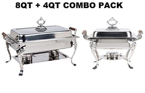 2 Pack Chafer Premier Choice Full Rectangular Classic Crown Chafer, 8qt Classic Chafer 408 + 4qt Classic Chafer