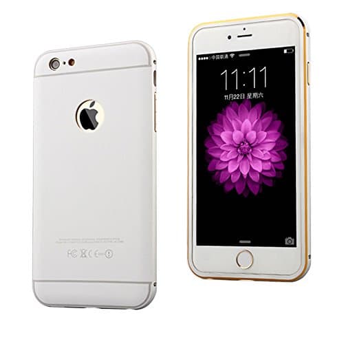 Metal-frame iPhone 6S Plus Protective Case, iPhone 6 Plus Case Hard Metal-frame and TPU Hybrid Shockproof Impact Rugged Armor Defender Case Protective Cover for Apple iPhone 6/6s Plus 5.5 inch (White)