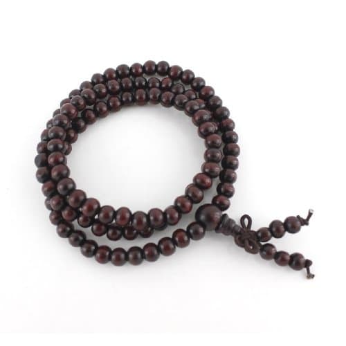 Simple Dark Red Beads Buddism String Elastic Wrap Bracelet