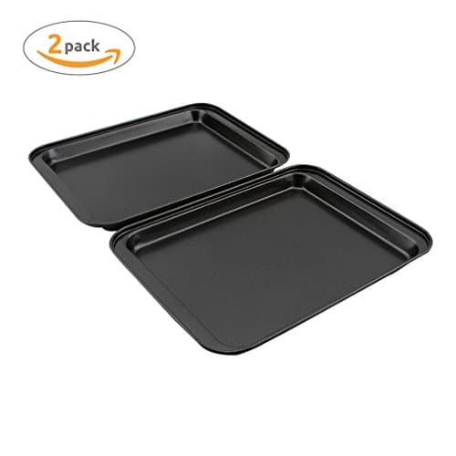 EALEK 2 Pack 9.5 x 7 Inch Nonstick Rectangular Bakeware Cake Pan Baking Tray Cookie Sheet Set Serving Tray Baking Pan Cake Maker Cookie Baking Molds