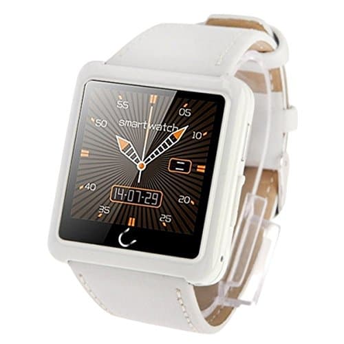 Aipker Smartwatch with Bluetooth Sync Phone Call SMS E-compass Pedometer Anti-lost Sleep Monitor Compatible IOS Apple Iphone Android Smart phones (White)