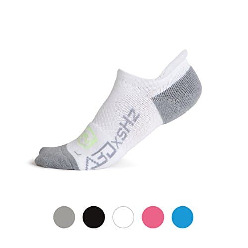 Low Cut Running Socks FEATURING Embedded Frequency Tech. 4 Improved Stamina Endurance &amp; Balance 4 Men &amp; Women. Pro Compression Arch Support (L/XL, WHT)