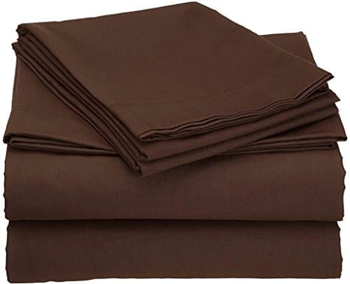 Bhoomi Impex 4 Pisces Bed Sheet Set Chocolate Solid 42" By 80" RV Bunk Size Ultra Soft Natural 12" Deep Pocket Elastic All Round 100% Cotton 500-Thread-Count Extremely Stronger Durable By