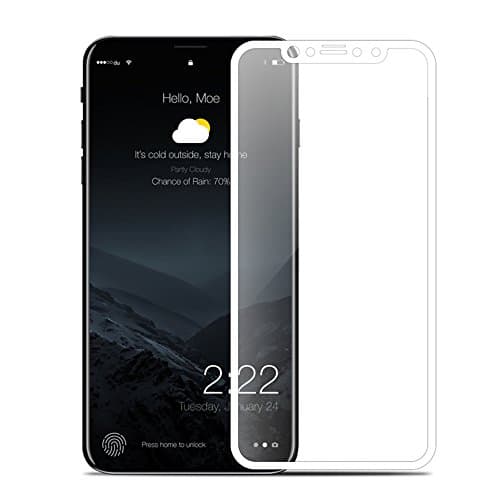 iPhone X Screen Protector, Tiitarn 0.18mm Full Frame Screen Tempered Glass Screen Protector Film 9H Hardness PET [Soft Edge Hybrid] for iPhone 10 (White Edge)