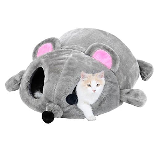 Interactive Kitty Sack Cat Sleeping House/Bed, Mouse Designed Washable Sleeping Bag Perfect for Indoor and Outdoor, Cat Tunnel Play Toy