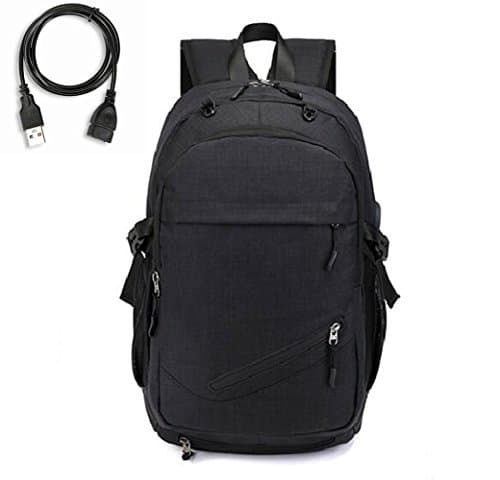 Basketball Backpack, Soccer Backpack, Volleyball Backpack, Computer Backpack Laptop Backpack with USB Port, Headphone Pouch and Ball Holder for Women Men (Black 2)