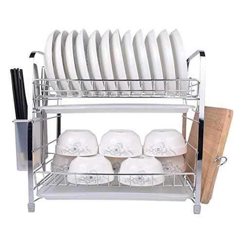 Double layer drain tray multifunctional kitchen storage rack