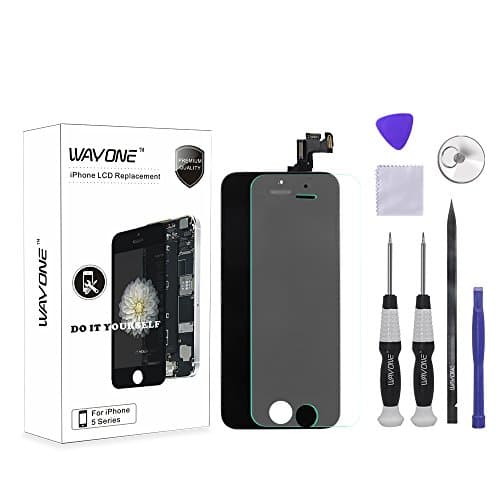 iPhone 5S LCD Display Screen Replacement Touch Digitizer Full Assembly for iPhone 5S with Preassembled Components (Facing Proximity Sensor, Ear Piece, Front Camera) and Repair Tools,Black