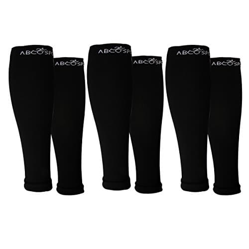 Abco Tech (3 Pack) Calf Compression Sleeve for Shin Splints Graduated Leg Sleeve for Basketball Running