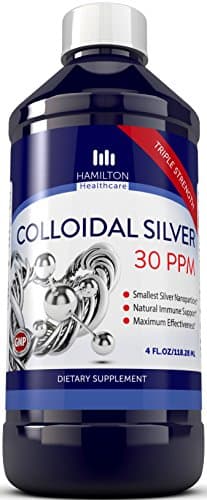 Colloidal Silver 30ppm - Ultra Pure Colloidal Silver With Smallest Silver Nanoparticles For Natural Immune Support - Vegan &amp; Gluten Free - By Hamilton Healthcare