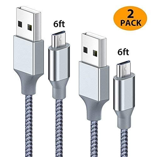 Micro USB Cable, ONEEW 2 Pack 2 M/6.6FT High Speed Android Charger Charging Cable Nylon Braided USB Cable for Samsung Galaxy S6/S7/S4/S3, Nexus, LG, Sony, PS4, HTC, Kindle, Motorola, Nokia and More