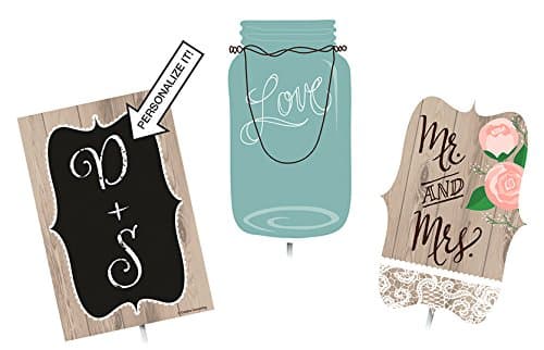 Creative Converting Centerpiece Sticks, Rustic Wedding (18-Count)