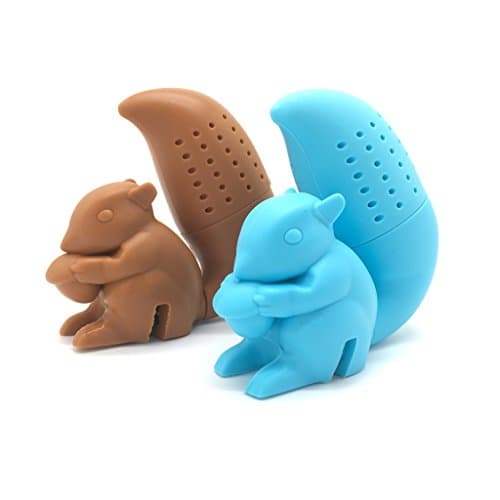 2-Pack Silicone Tea Infuser Reusable Tea Leaf Strainer Steeper Cute Squirrel Shape Tea Filter Tea Leaf Holder For Loose Leaves&Herbal Tea(Blue and Brown)