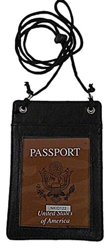 Leather Neck Pouch - Black