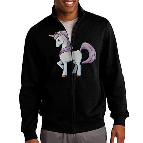 Men's Unicorns Solid Stand Collar Zipper Jacket Size S